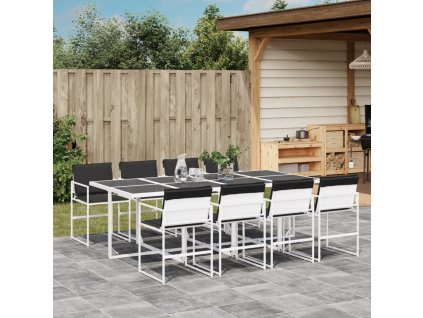 vidaXL 9-dielna záhradná jedálenská súprava s vankúšmi biela textilén