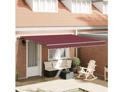vidaXL Automaticky zaťahovacia markíza burgundská 400x300 cm