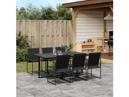 vidaXL 7-dielna záhradná jedálenská súprava čierna textilén