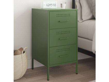 vidaXL Nočný stolík olivovozelený 36x39x68 cm oceľ