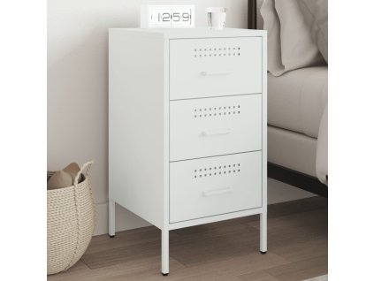 vidaXL Nočný stolík biela 36x39x68 cm oceľ