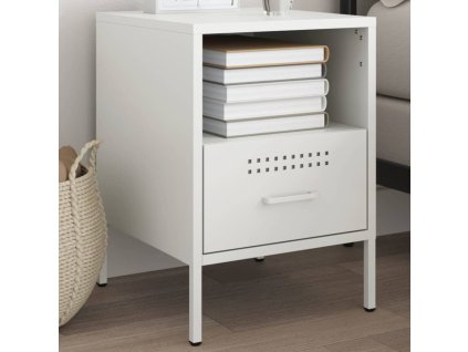 vidaXL Nočný stolík biely 36x39x50,5 cm oceľ