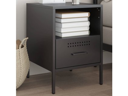 vidaXL Nočný stolík čierny 36x39x50,5 cm oceľ