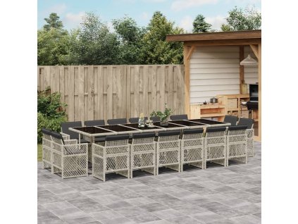 vidaXL 17-dielna záhradná jedálenská súprava s vankúšmi svetlosivá