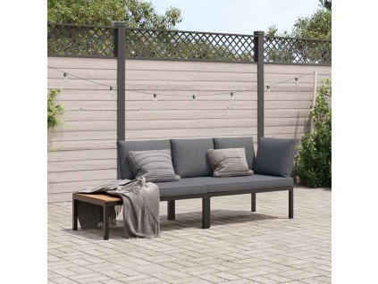 vidaXL 2-dielna záhradná sedacia súprava s podložkami čierna hliník