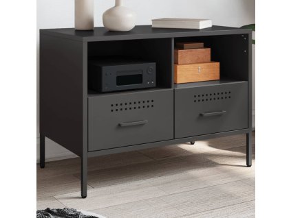 vidaXL TV skrinka čierna 100,5x39x50,5 cm oceľ valcovaná za studena