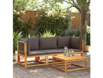 vidaXL 3-dielna záhradná súprava pohoviek s vankúšmi, akácia a lano