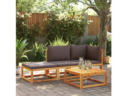 vidaXL 3-dielna záhradná súprava pohoviek s vankúšmi, akácia a lano