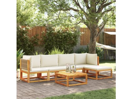 vidaXL 6-dielna záhradná súprava pohoviek s vankúšmi, akácia a lano