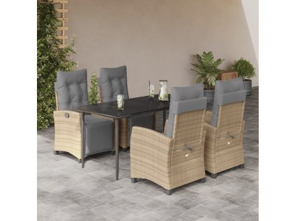 vidaXL 5-dielna záhr. jedálenská sada s vankúšmi mix béžovej polyratan