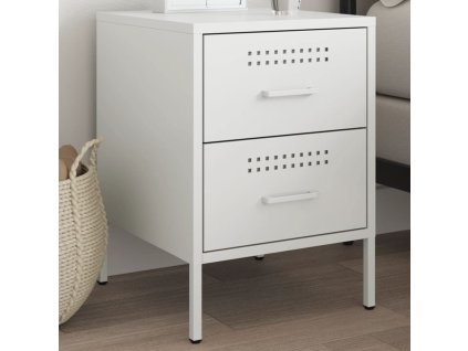 vidaXL Nočný stolík biely 36x39x50,5 cm oceľ