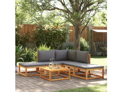 vidaXL 6-dielna záhradná súprava pohoviek s vankúšmi, akácia a lano