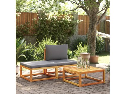 vidaXL 3-dielna záhradná súprava pohoviek s vankúšmi, akácia a lano