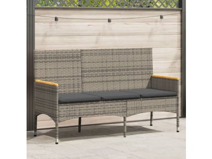 vidaXL 3-miestna záhradná lavica s vankúšmi sivá polyratan