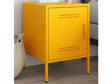 vidaXL Nočný stolík horčicovožltý 36x39x50,5 cm oceľ
