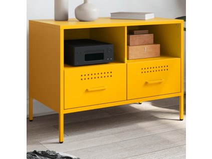 vidaXL TV skrinka horčicovožltá 68x39x50,5 cm oceľ