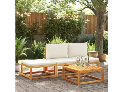 vidaXL 4-dielna záhradná súprava pohoviek s vankúšmi, akácia a ratan