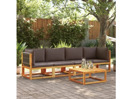 vidaXL 4-dielna záhradná súprava pohoviek s vankúšmi, akácia a lano