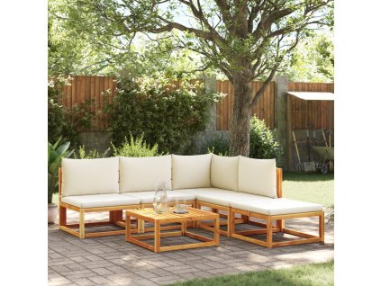 vidaXL 6-dielna záhradná súprava pohoviek s vankúšmi, akácia a lano