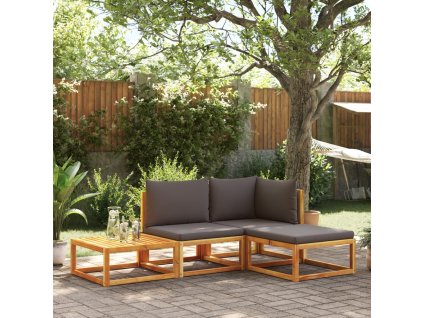 vidaXL 4-dielna záhradná súprava pohoviek s vankúšmi, akácia a ratan