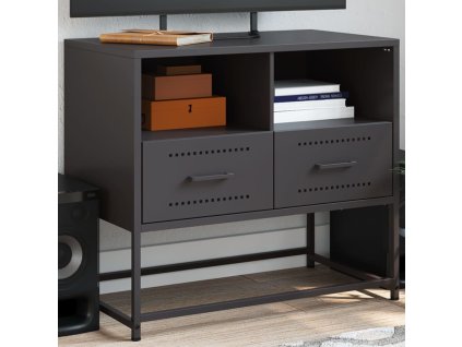 vidaXL TV skrinka čierna 68x39x60,5 cm oceľ