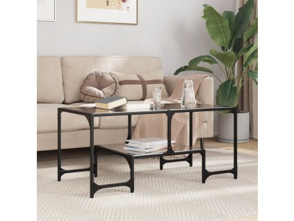 vidaXL Konferenčné stolíky čierna sklenená doska 98,5x50x45 cm oceľ