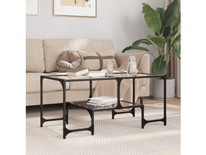 vidaXL Konferenčný stolík priehľadná sklenená doska 98,5x50x45 cm oceľ