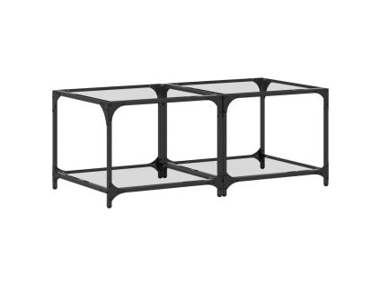vidaXL Konferenčné stolíky priehľ. sklenená doska 2 ks 50x50x40cm oceľ