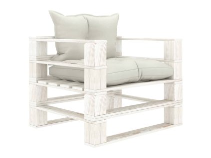 vidaXL Záhradná pohovka z paliet s béžovými podložkami, drevo