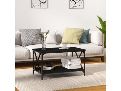 vidaXL Konferenčný stolík čierny 80x50x45 cm sprac. drevo a železo