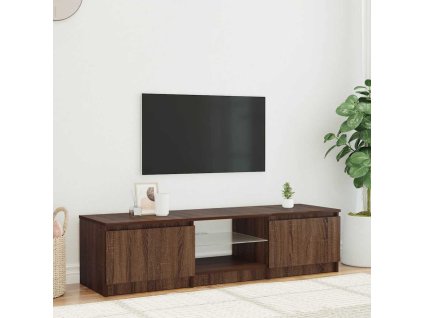 vidaXL TV skrinka s LED svetlami hnedý dub 140x40x36 cm