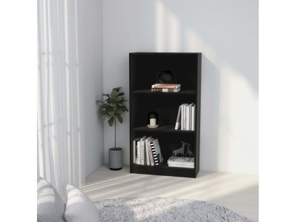 vidaXL Knižnica, 3 police, čierna 60x24x109 cm, kompozitné drevo