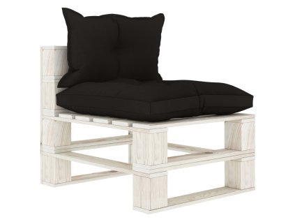 vidaXL Stredová záhradná pohovka z paliet, čierne podložky, drevo