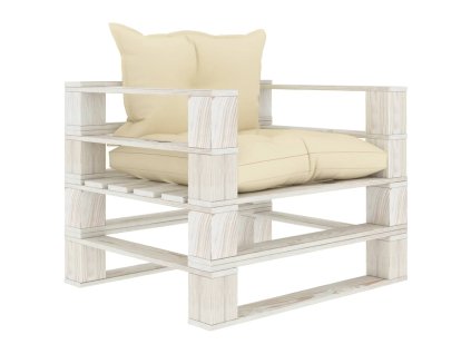 vidaXL Záhradná pohovka z paliet s krémovými podložkami, drevo