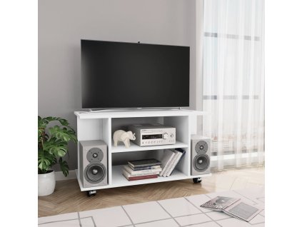 vidaXL TV skrinka s kolieskami, biela 80x40x45 cm, kompozitné drevo