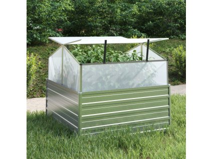 vidaXL Záhradný vyvýšený záhon so skleníkom 100x100x85 cm strieborný