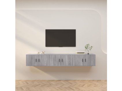 vidaXL Nástenné TV skrinky 3 ks sivé sonoma 80x34,5x40 cm