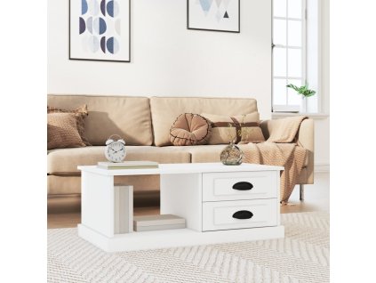 vidaXL Konferenčný stolík biely 90x50x35 cm spracované drevo