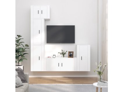 vidaXL 5-dielna súprava TV skriniek biela spracované drevo