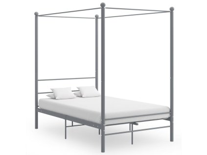 vidaXL Posteľný rám s baldachýnom sivý kovový 120x200 cm