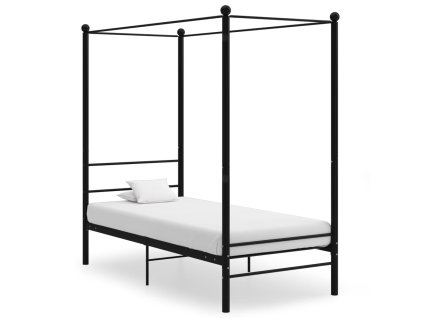 vidaXL Posteľný rám s baldachýnom čierny kov 100x200 cm