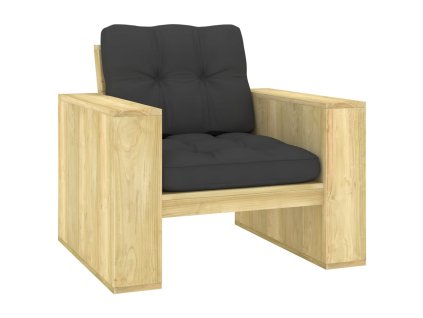 vidaXL Záhradné kreslo s antracitovými vankúšmi impregnovaná borovica