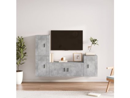vidaXL 4-dielna súprava TV skriniek betónovosivá spracované drevo