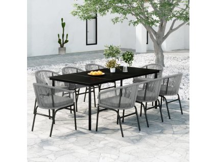 vidaXL 9-dielna záhradná jedálenská súprava sivá