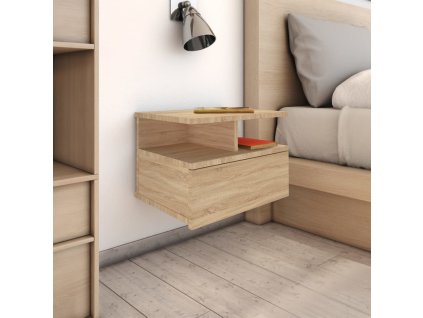 vidaXL Nástenné nočné stolíky 2ks, sonoma 40x31x27cm, kompozitné drevo