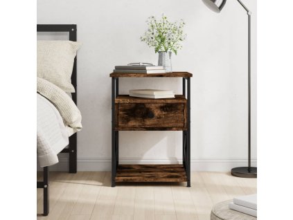 vidaXL Nočný stolík dymový dub 40x42x55 cm kompozitné drevo