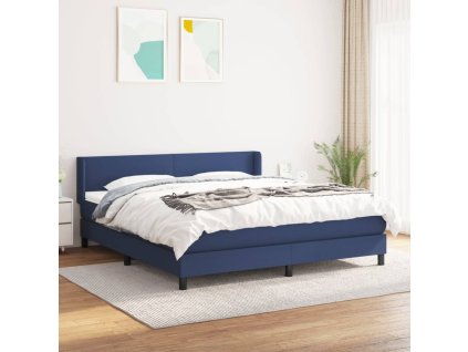 vidaXL Posteľný rám boxspring s matracom modrý 160x200 cm látka