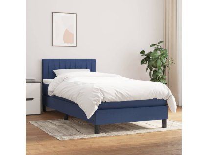 vidaXL Posteľný rám boxspring s matracom modrý 90x200 cm látka