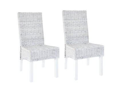 vidaXL Jedálenské stoličky 2ks, svetlohnedé, kubu ratan, mahagónové drevo