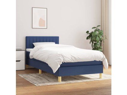 vidaXL Posteľný rám boxspring s matracom modrý 90x200 cm látka